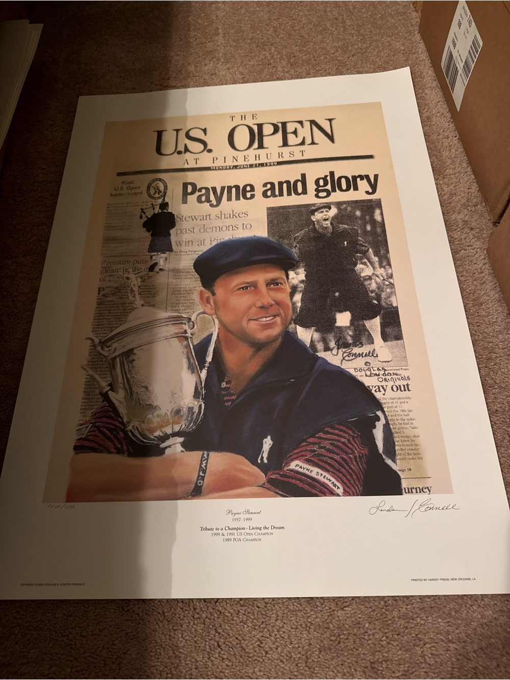 Payne and Glory Vintage-Style Tennis Poster - Blue, Beige